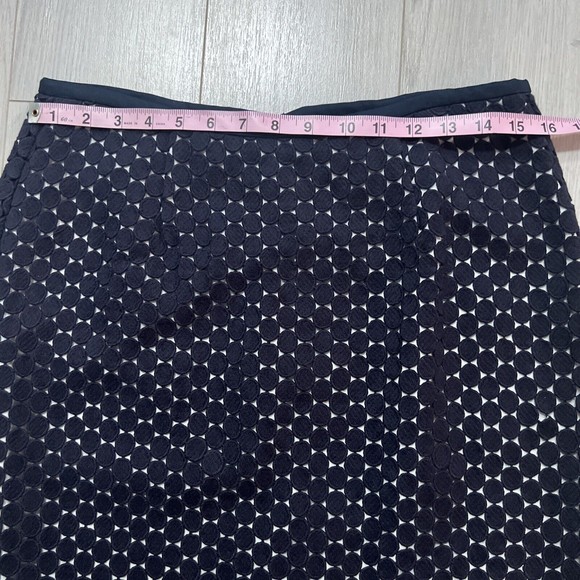 NWT Karl Lagerfeld Paris Knee Length Blue Circle Pencil Skirt Size 8 - Picture 5 of 9